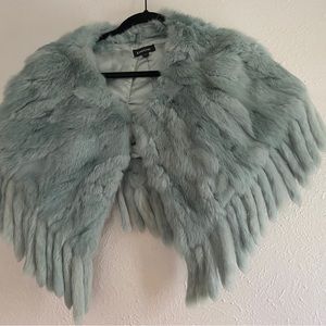 Bebe teal faux fur overcoat